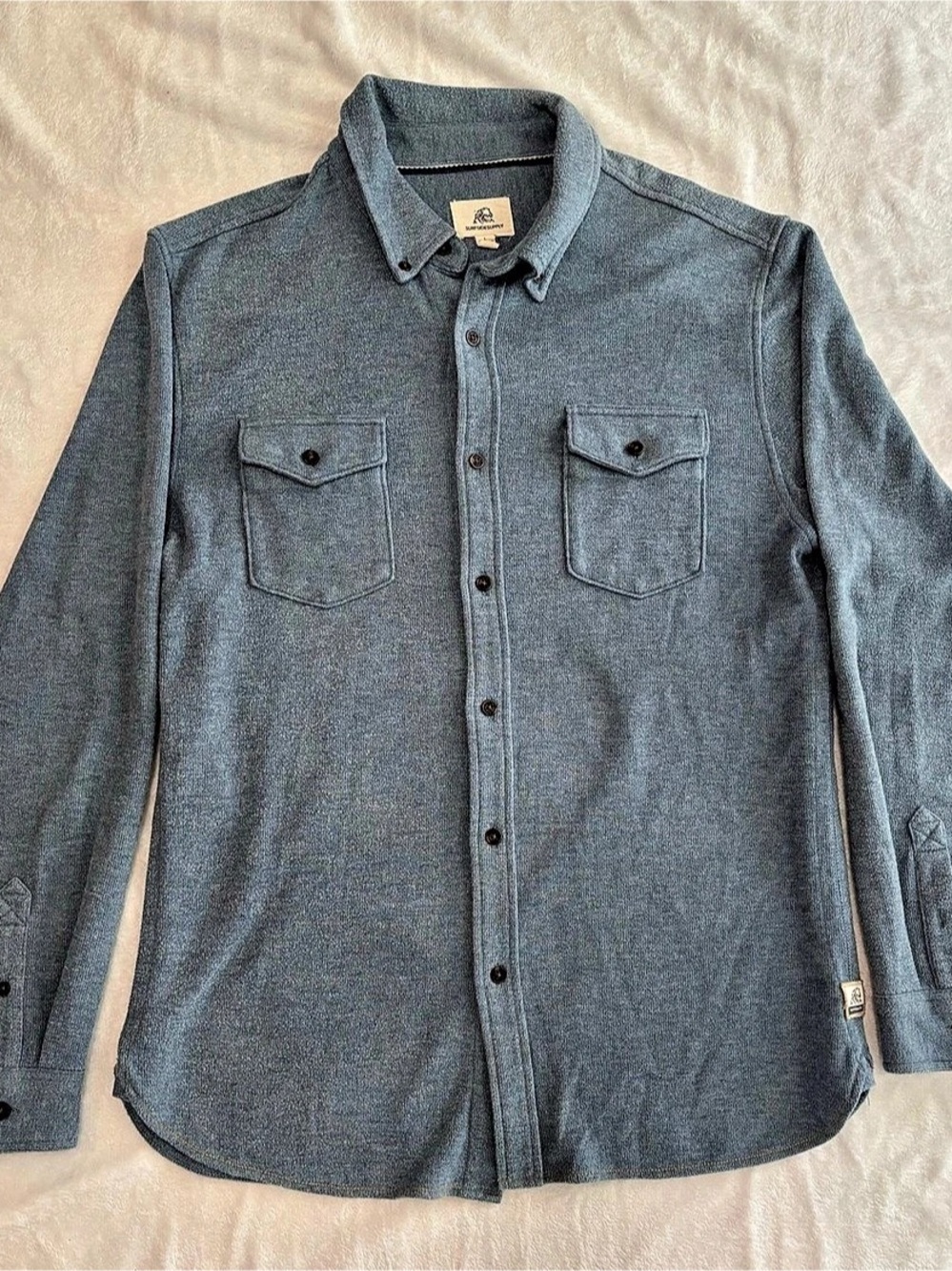 Surfside Supply Brian Two-Tone Slub Shirt Men's Blue Button Down Size Large